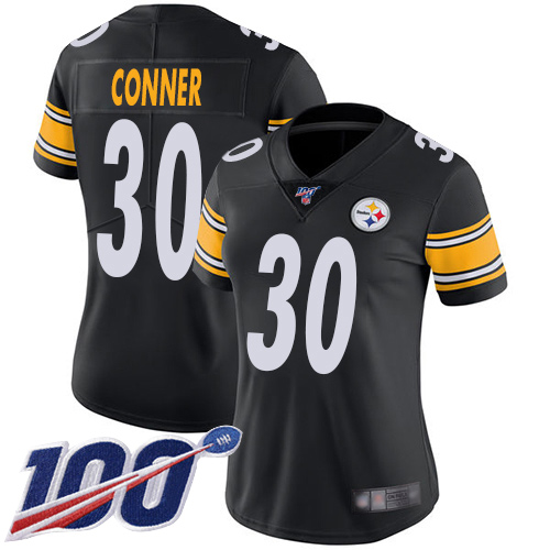 Women Pittsburgh Steelers Football 30 Limited Black James Conner Home 100th Season Vapor Untouchable Nike NFL Jersey